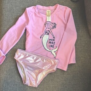 Long sleeve 2 piece rash guard suit -Girls